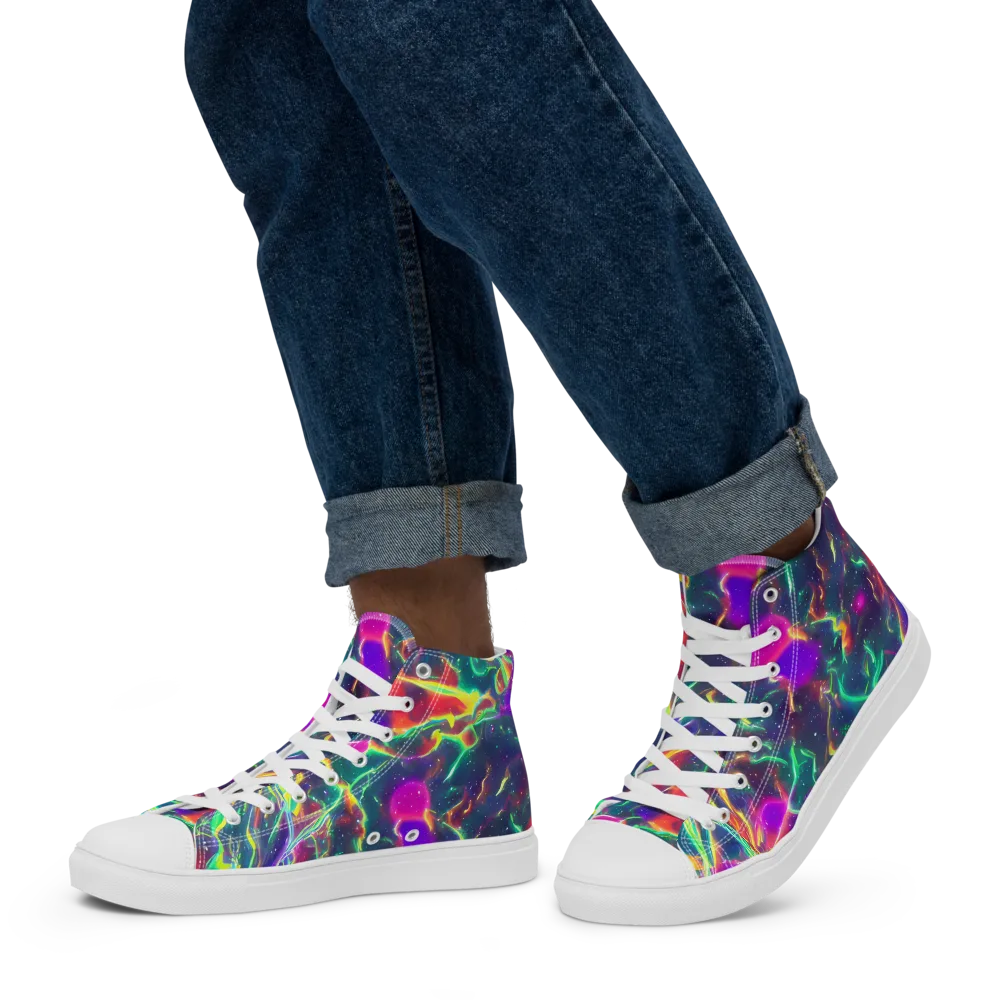 Twin Pines on Men's High Top Canvas Shoes — Left
