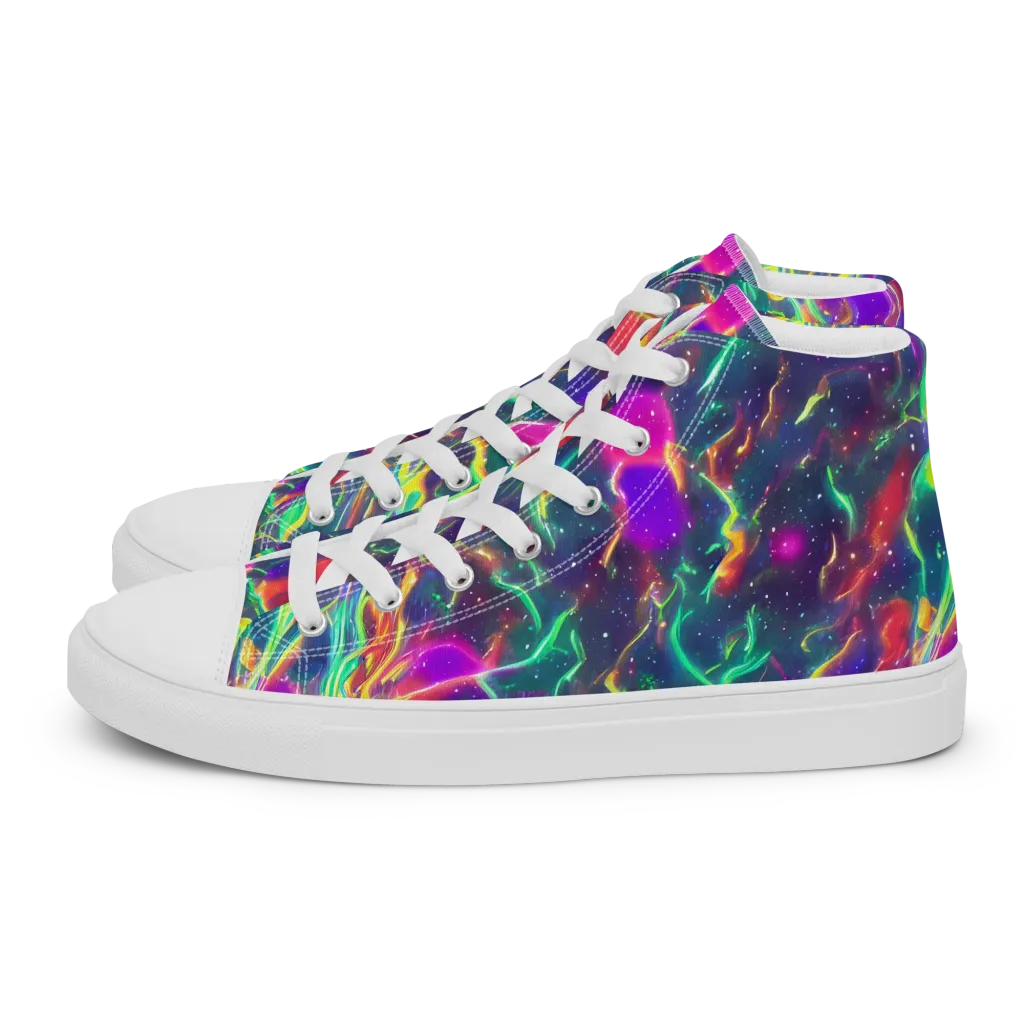 Twin Pines on Women's High Top Canvas Shoes — Left