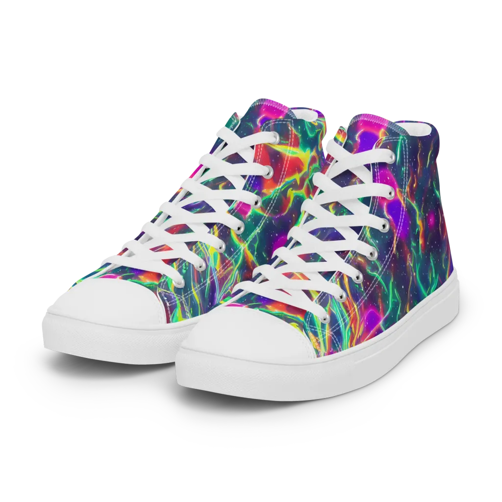 Twin Pines on Women's High Top Canvas Shoes — Left Front