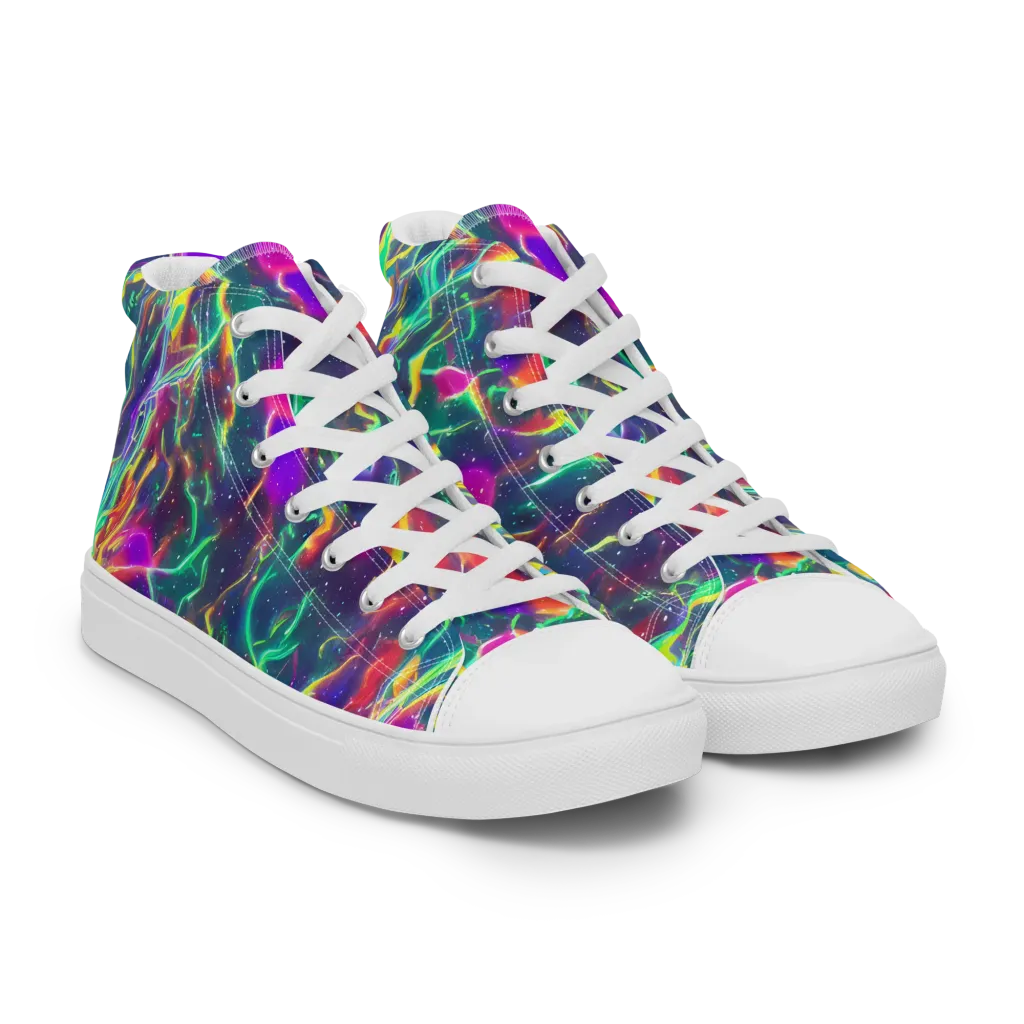Twin Pines on Women's High Top Canvas Shoes — Right Front