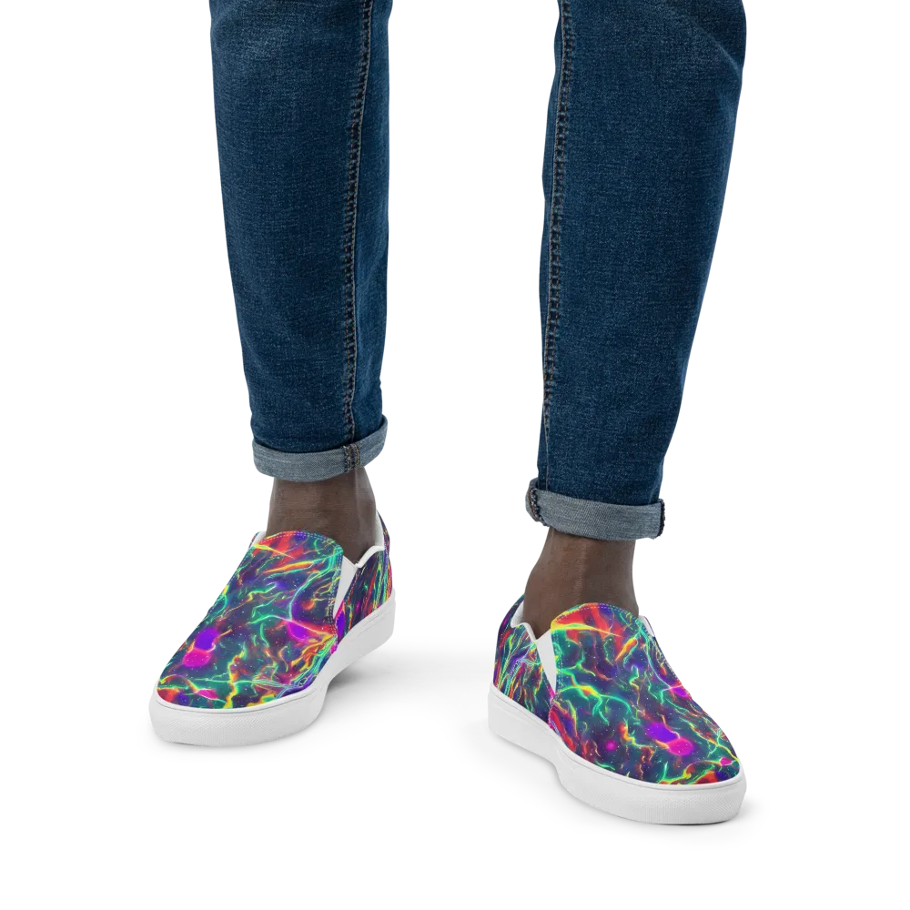 Twin Pines on Men's Slip-On Canvas Shoes — Front