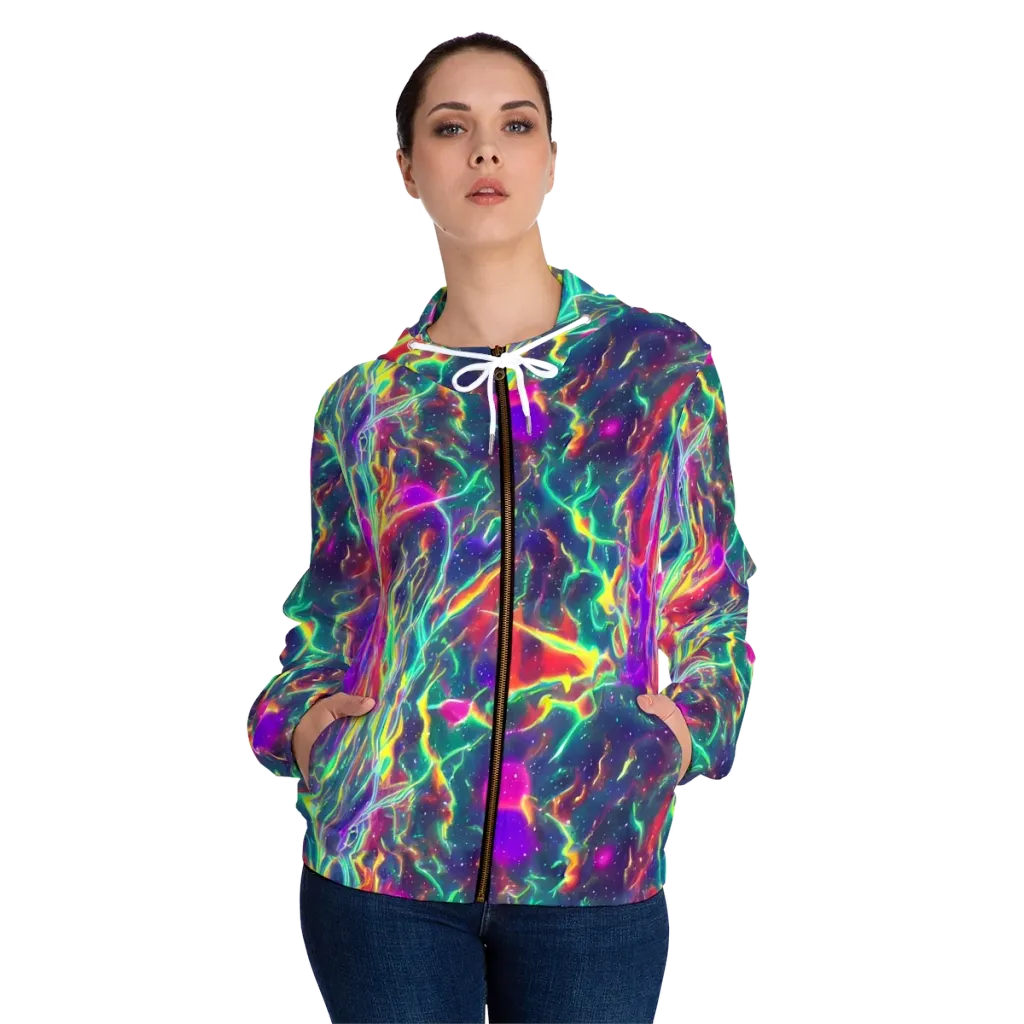 Twin Pines on Women's Full-Zip Hoodie — Front On Person