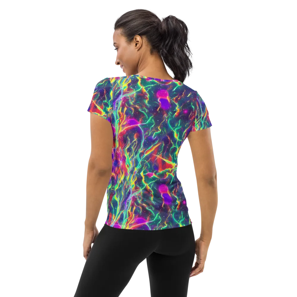 Twin Pines on Women's Athletic T-Shirt — Back