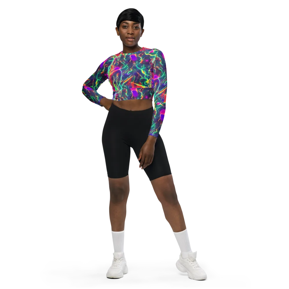 Twin Pines on Long Sleeve Crop Top — Front