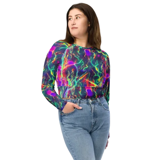 Twin Pines on a Long Sleeve Crop Top