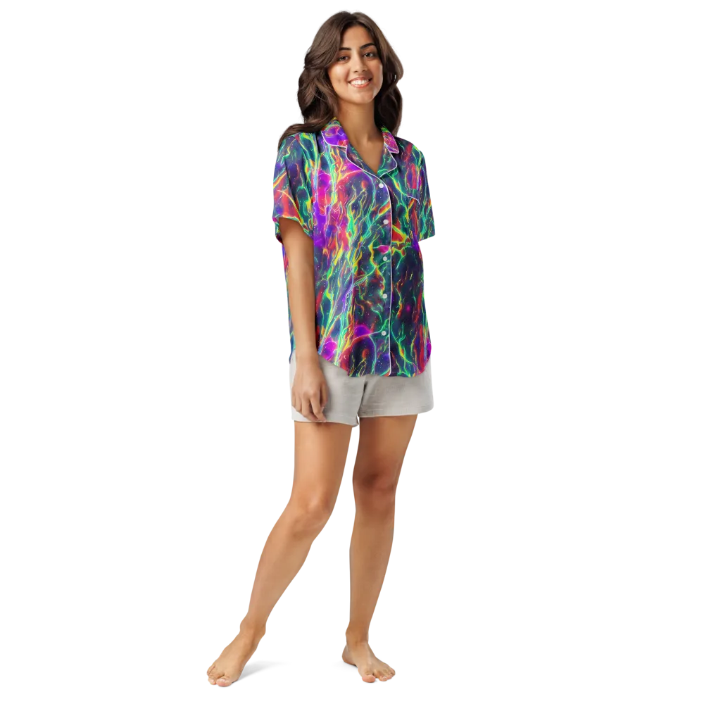 Twin Pines on Women's Short Sleeve Pajama Top — Front