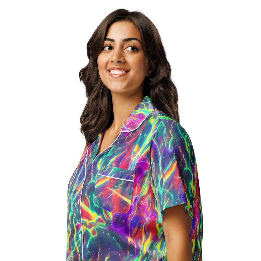 Twin Pines on Women's Short Sleeve Pajama Top — Left Front