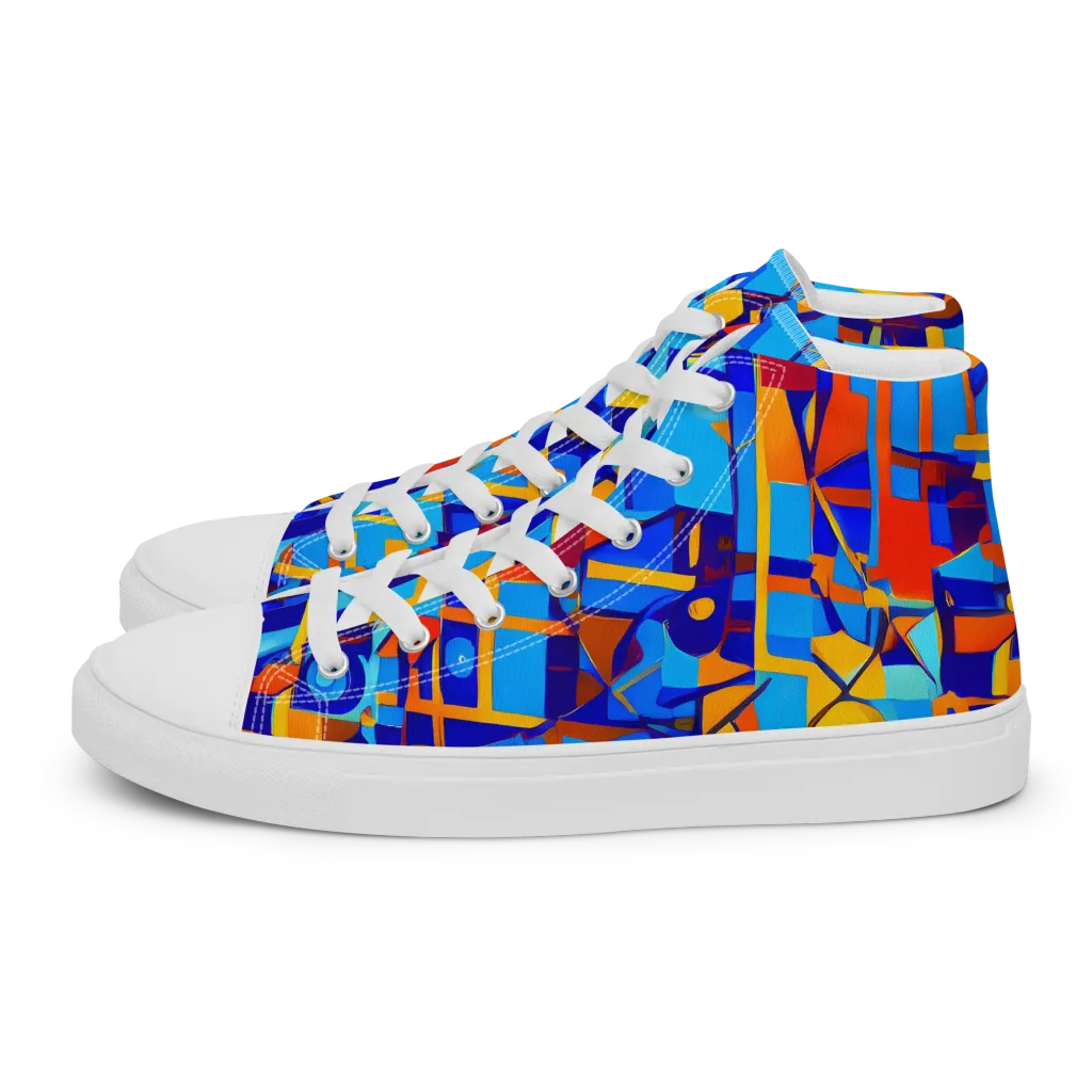 Radiant Labyrinth on Men's High Top Canvas Shoes — Left