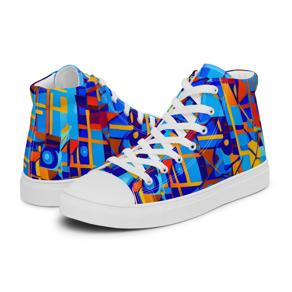 Radiant Labyrinth on Men's High Top Canvas Shoes — Left