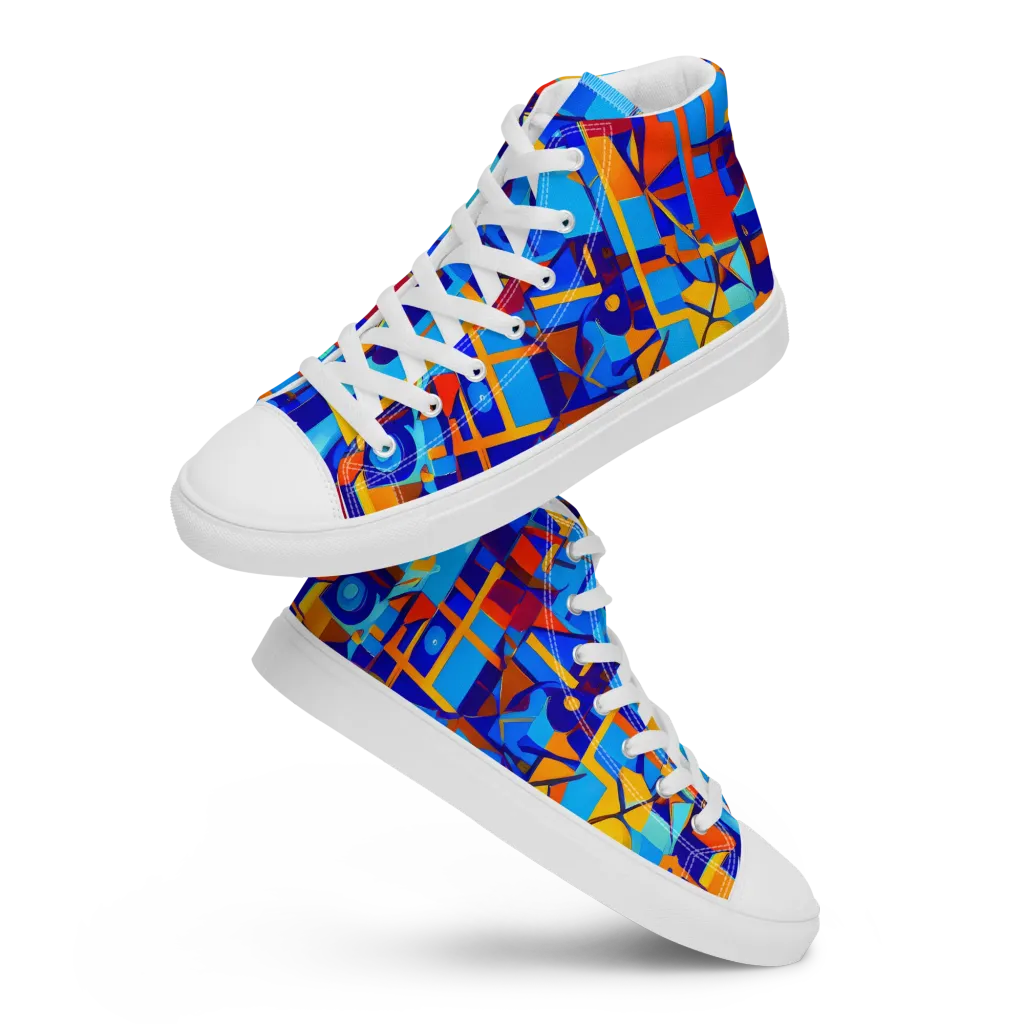 Radiant Labyrinth on Men's High Top Canvas Shoes — Front