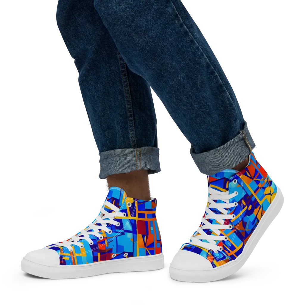 Radiant Labyrinth on Men's High Top Canvas Shoes — Left