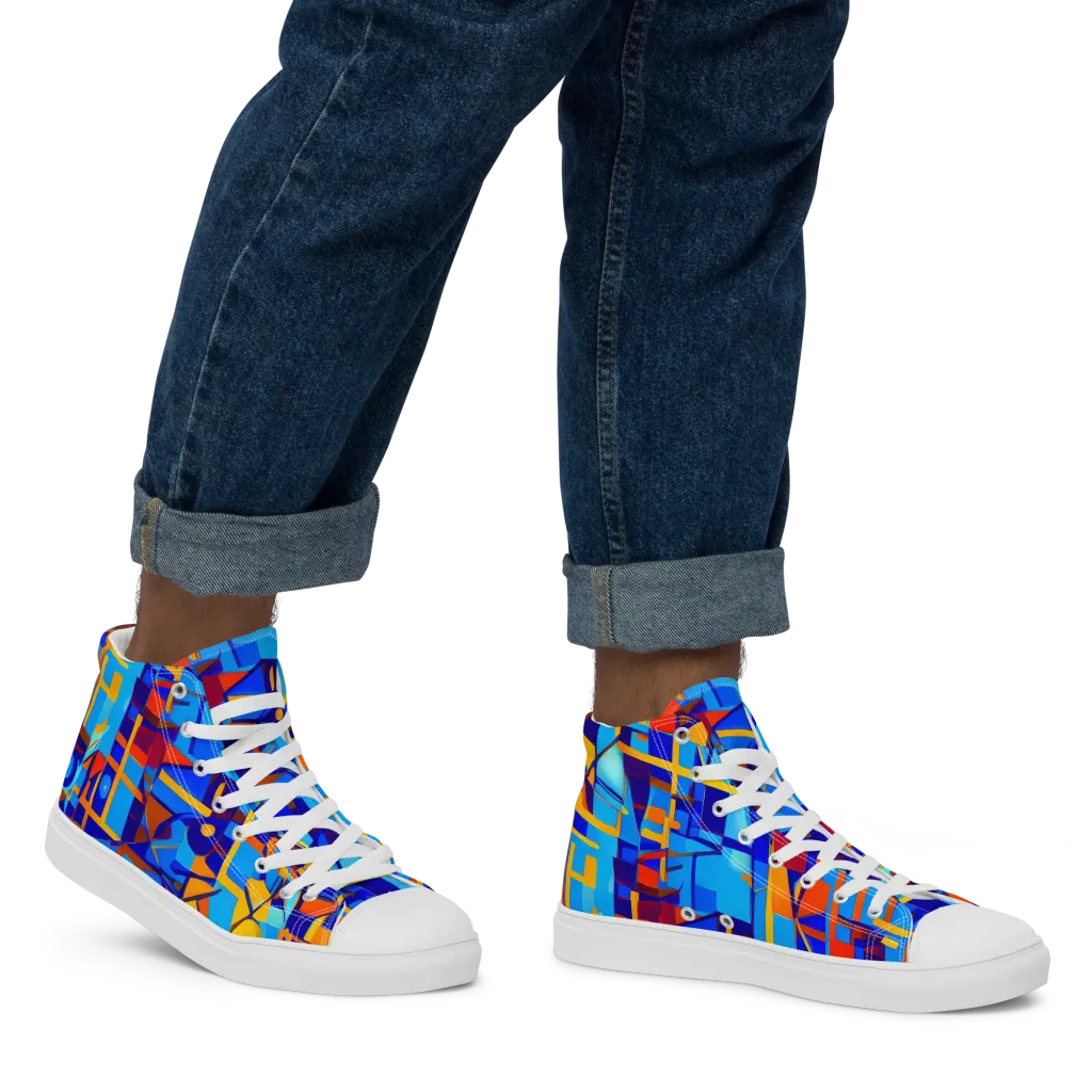 Radiant Labyrinth on Men's High Top Canvas Shoes — Right