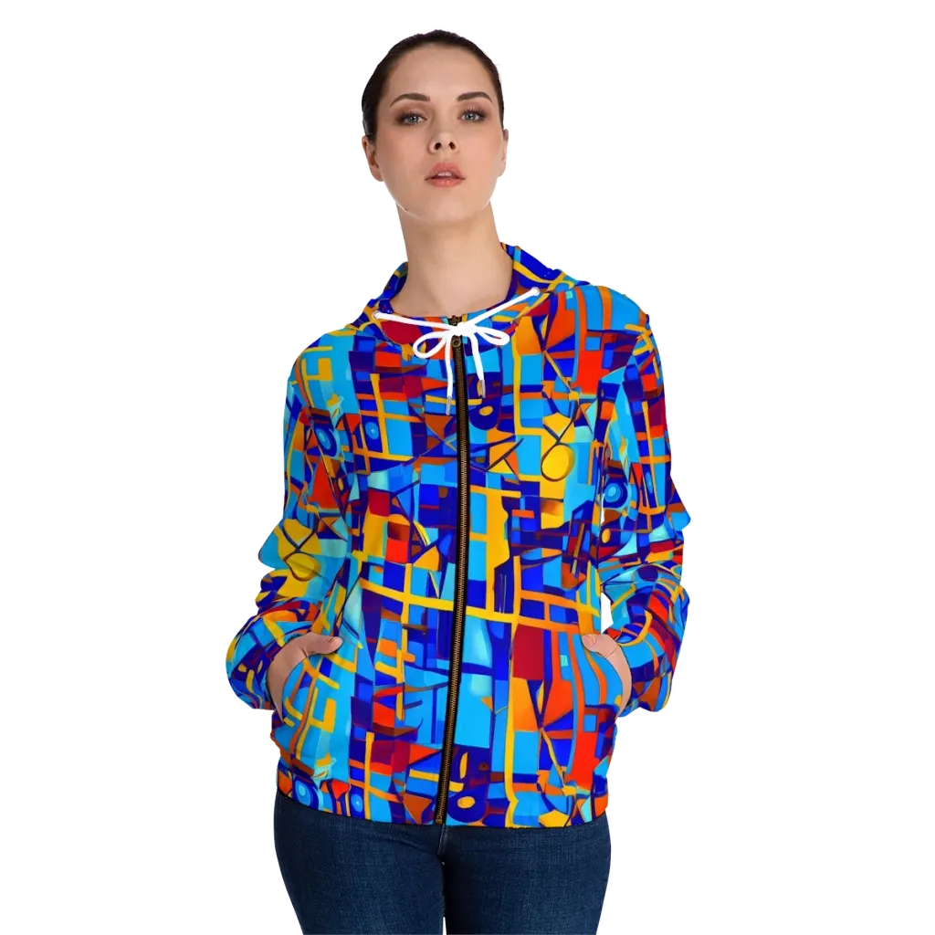 Radiant Labyrinth on Women's Full-Zip Hoodie — Front On Person