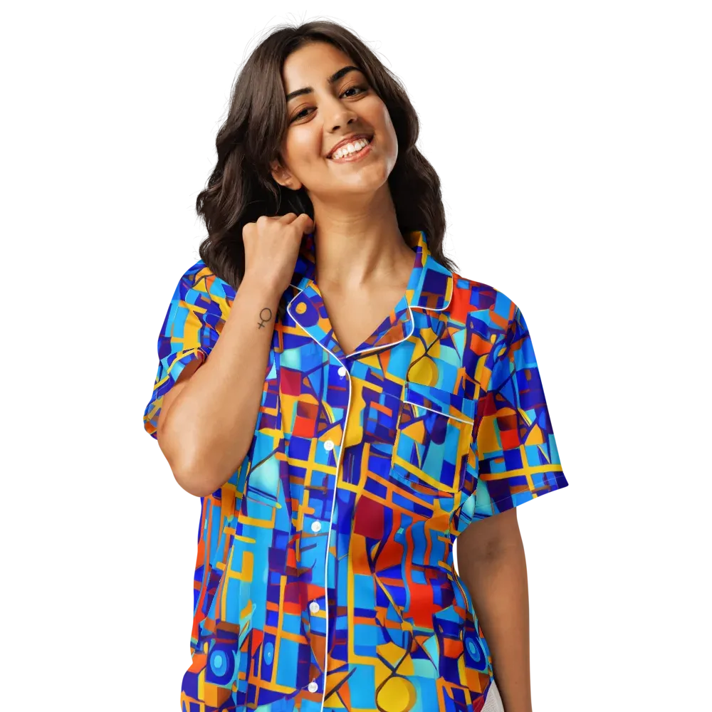 Radiant Labyrinth on Women's Short Sleeve Pajama Top — Front