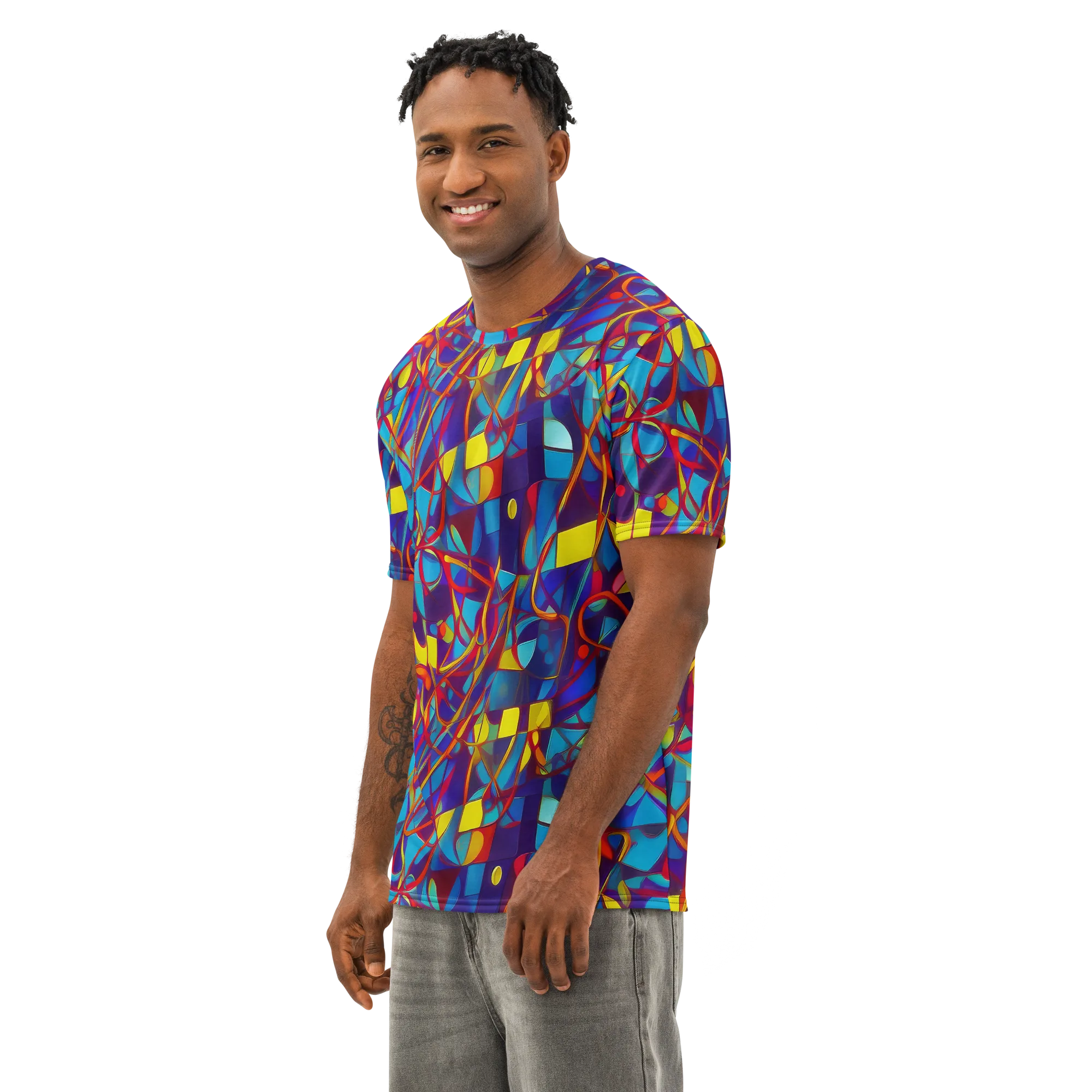 Flickering Dreams on Men's Cotton Crew Neck T-Shirt — Left Front