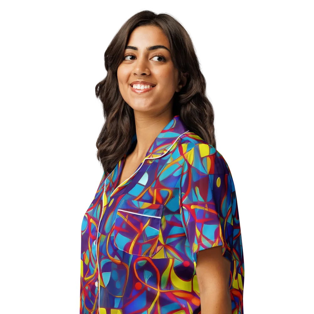 Flickering Dreams on Women's Short Sleeve Pajama Top — Left Front