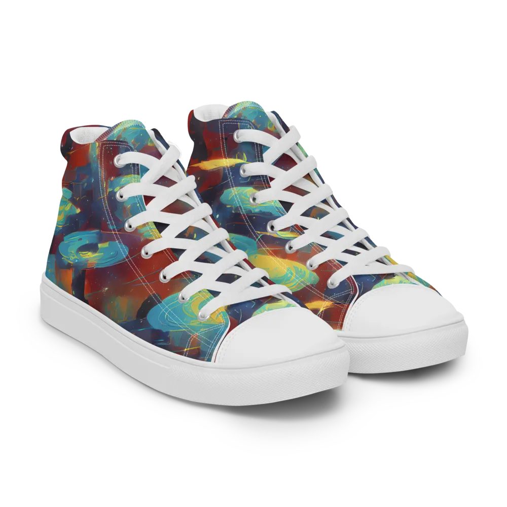 Journey Through Infinity on Men's High Top Canvas Shoes — Right Front