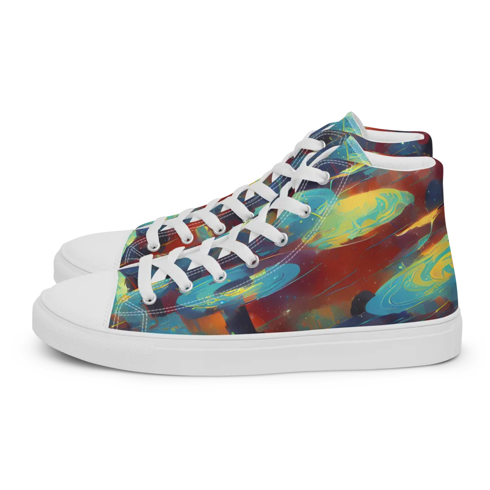 Journey Through Infinity on Men's High Top Canvas Shoes — Left