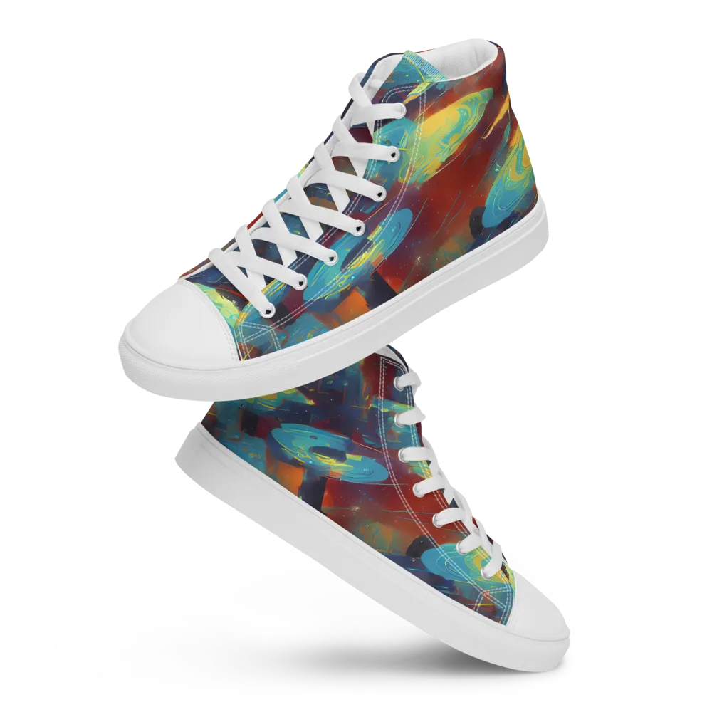 Journey Through Infinity on Men's High Top Canvas Shoes — Front