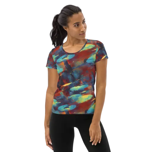 Journey Through Infinity on a Women's Athletic T-Shirt