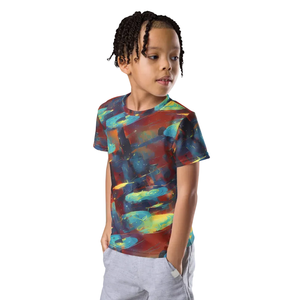 Journey Through Infinity on Kids Crew Neck T-Shirt — Left Front