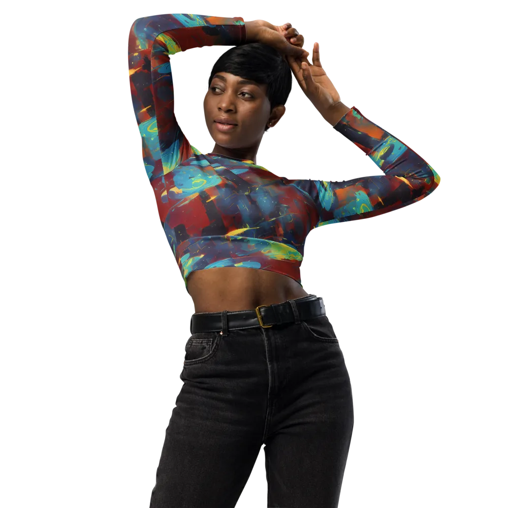 Journey Through Infinity on Long Sleeve Crop Top — Front