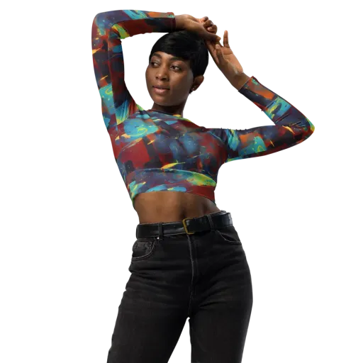 Journey Through Infinity on a Long Sleeve Crop Top