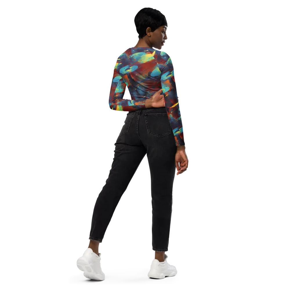 Journey Through Infinity on Long Sleeve Crop Top — Right Back
