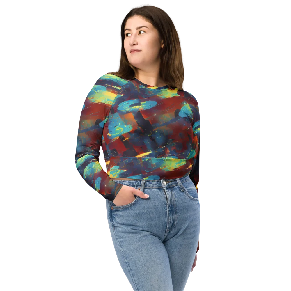 Journey Through Infinity on Long Sleeve Crop Top — Front