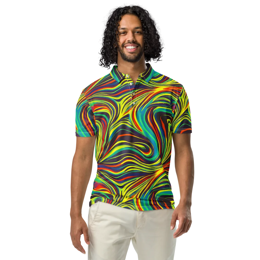 Voltage Veil on Men's Slim Fit Polo Shirt — Front