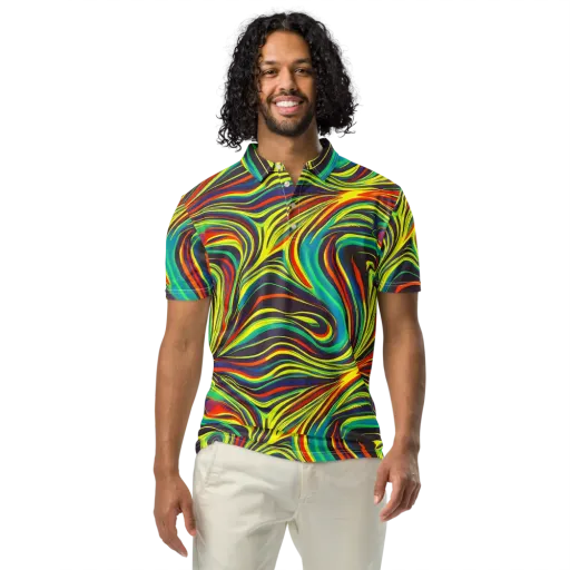 Voltage Veil on a Men's Slim Fit Polo Shirt