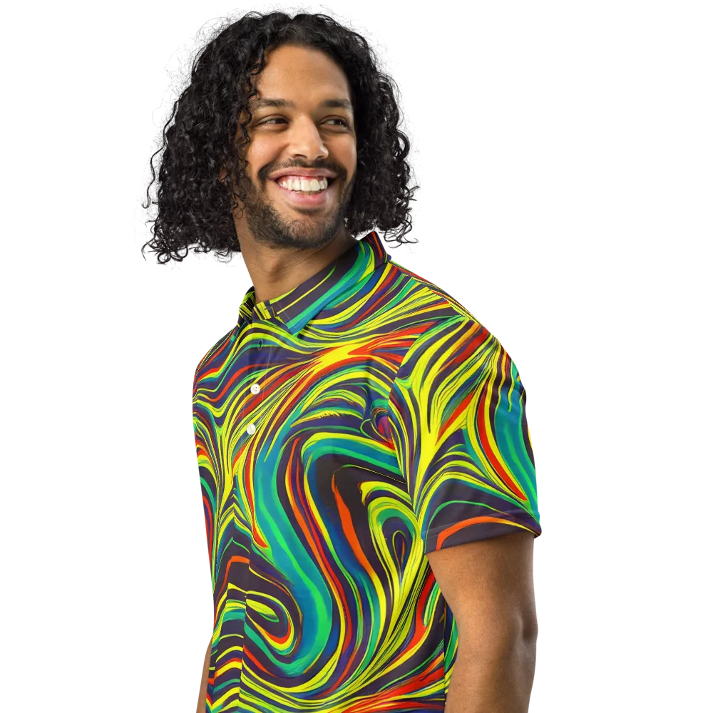 Voltage Veil on Men's Slim Fit Polo Shirt — Left Front