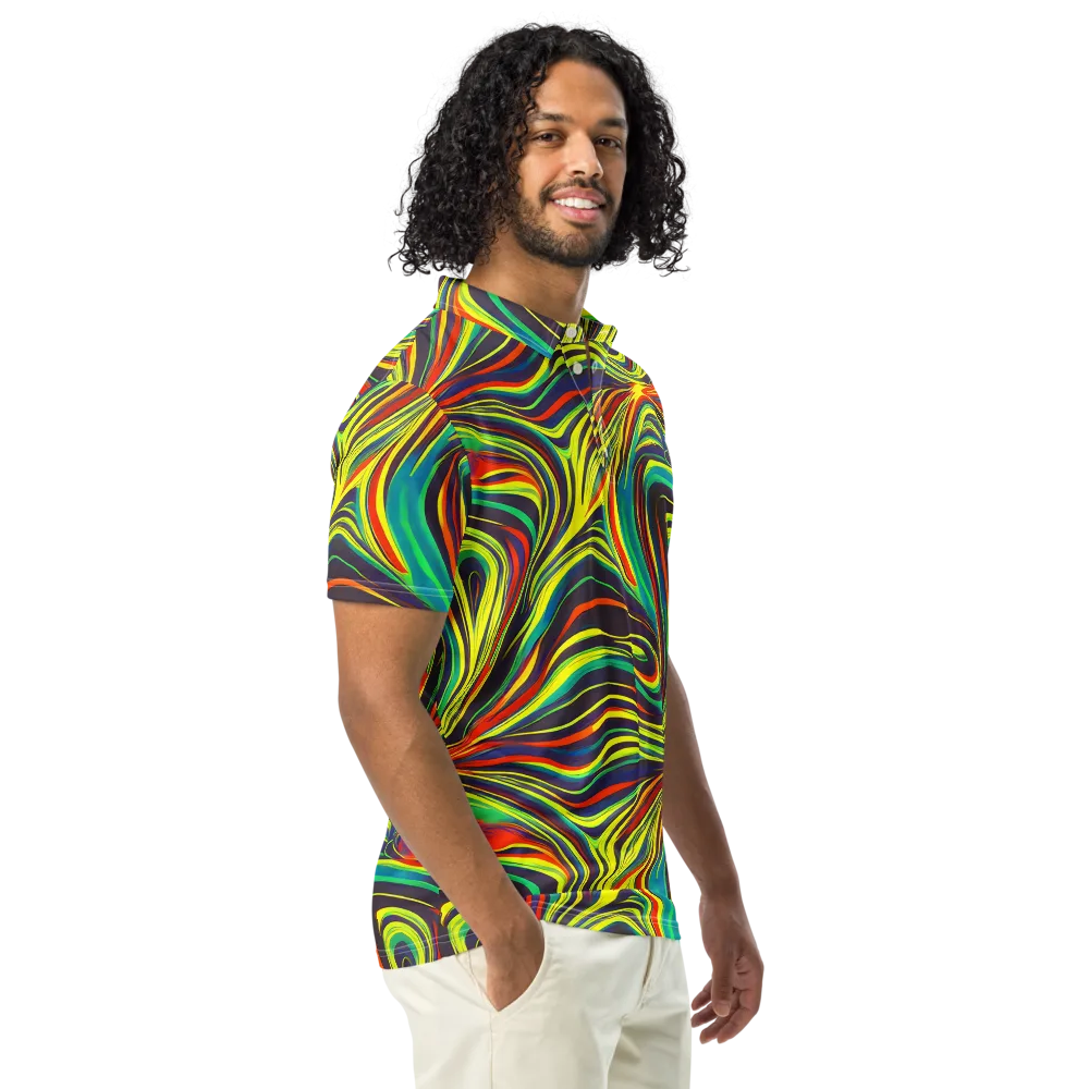 Voltage Veil on Men's Slim Fit Polo Shirt — Right Front