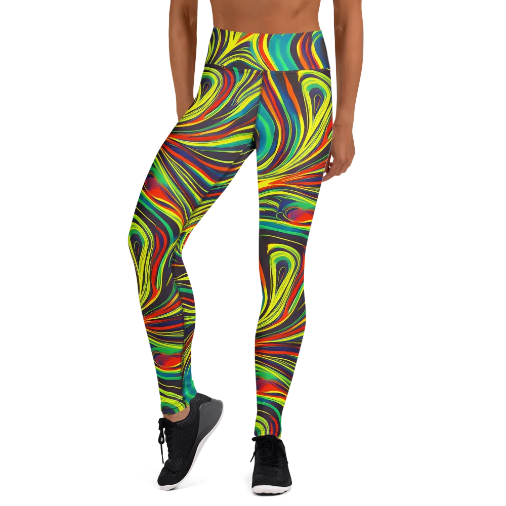 Voltage Veil on Yoga Leggings — Front