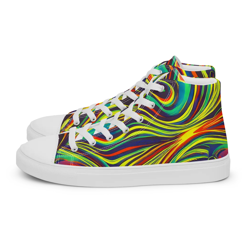 Voltage Veil on Men's High Top Canvas Shoes — Left