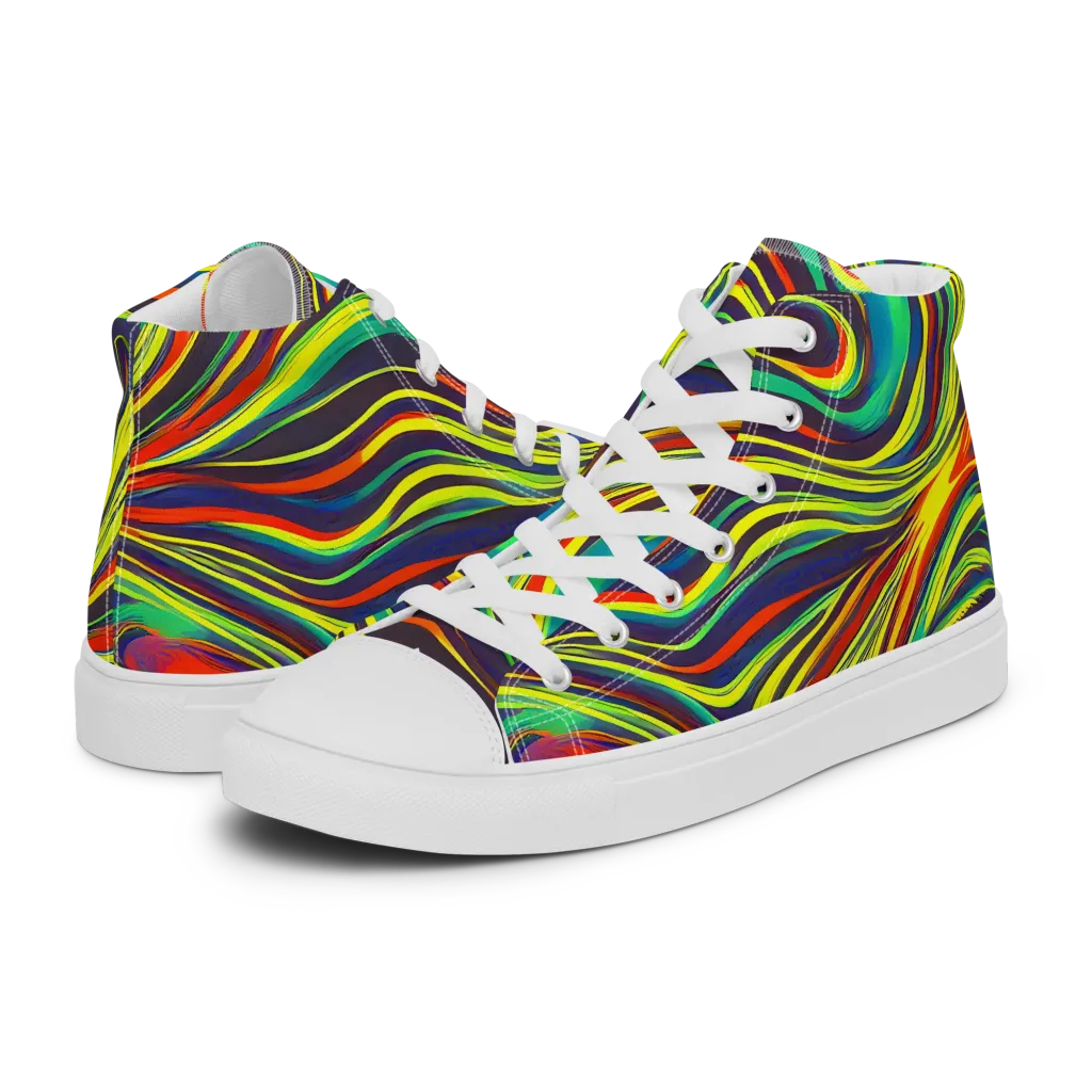 Voltage Veil on Men's High Top Canvas Shoes — Left