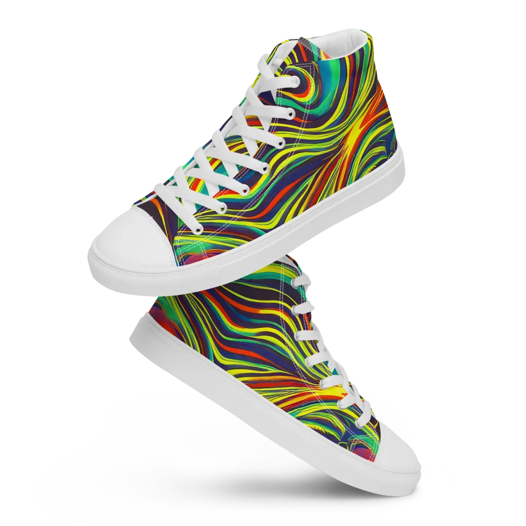 Voltage Veil on Men's High Top Canvas Shoes — Front