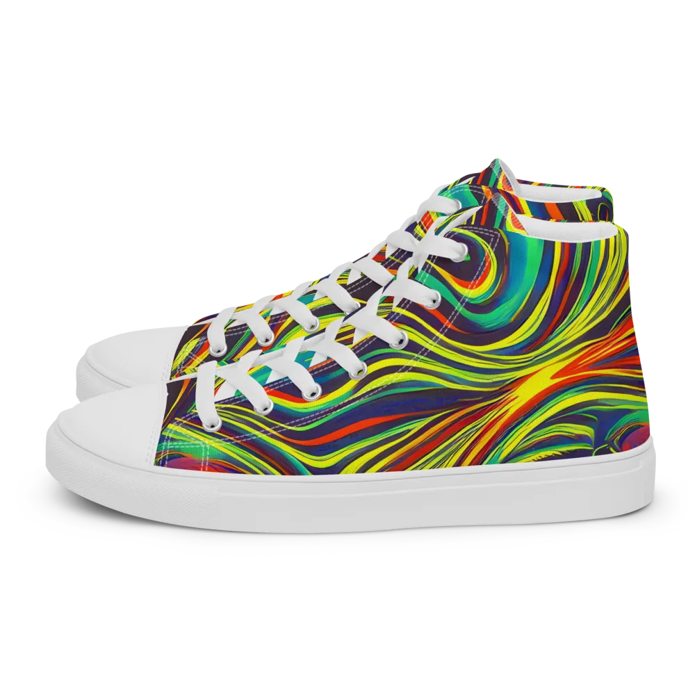 Voltage Veil on Women's High Top Canvas Shoes — Left