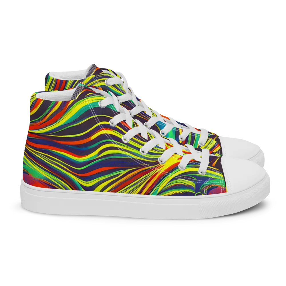 Voltage Veil on Women's High Top Canvas Shoes — Right