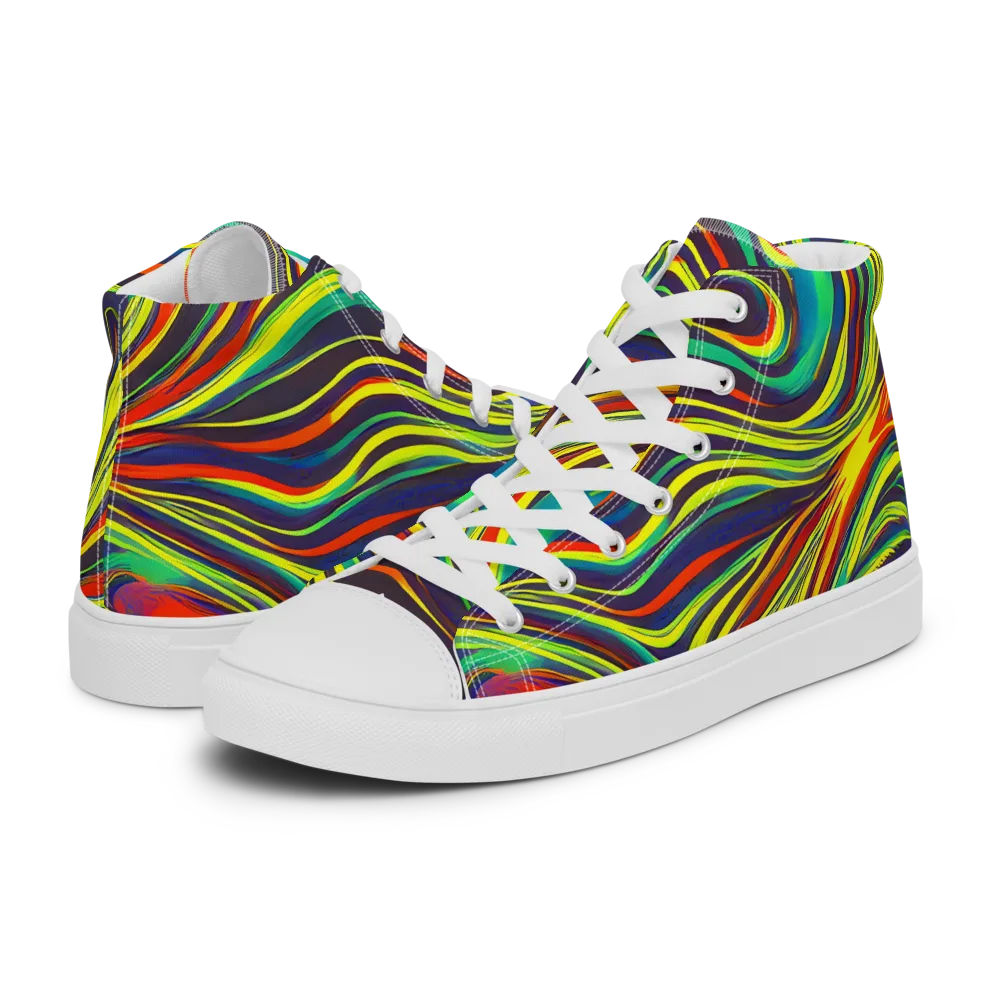 Voltage Veil on Women's High Top Canvas Shoes — Left