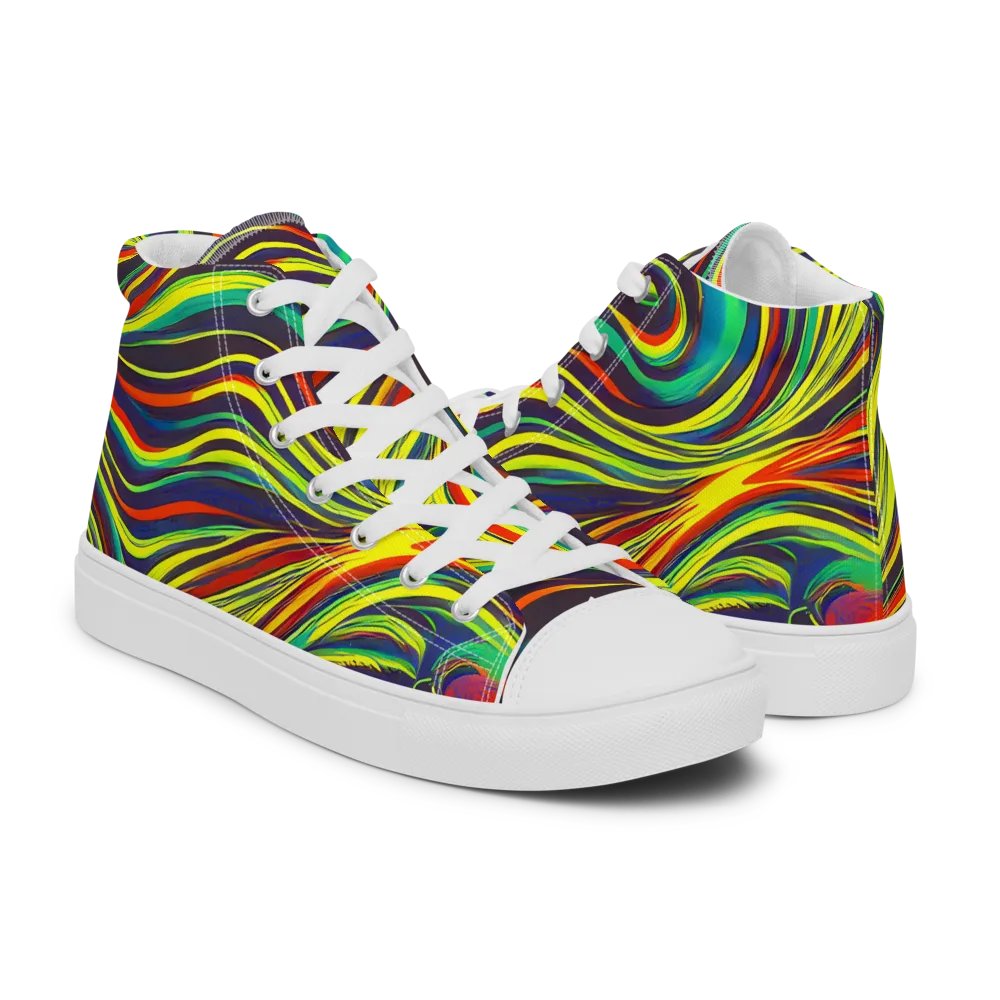 Voltage Veil on Women's High Top Canvas Shoes — Right