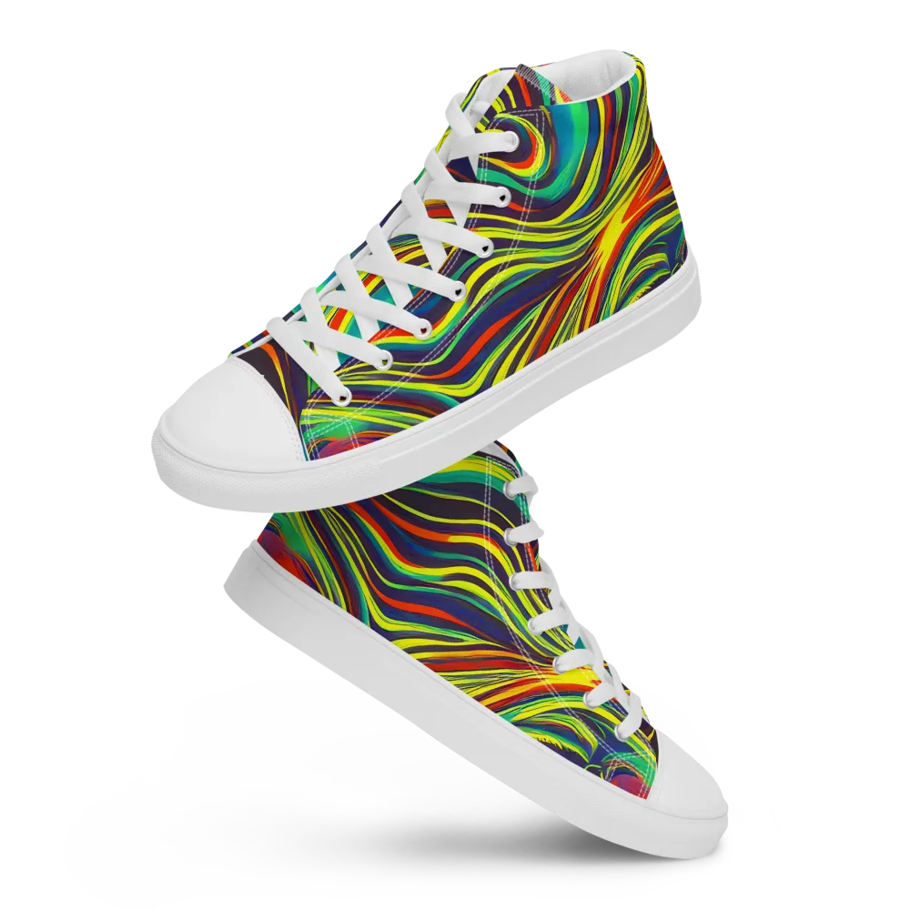 Voltage Veil on Women's High Top Canvas Shoes — Front