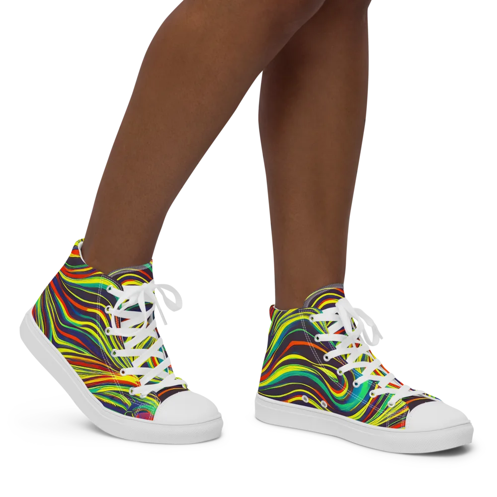 Voltage Veil on Women's High Top Canvas Shoes — Right