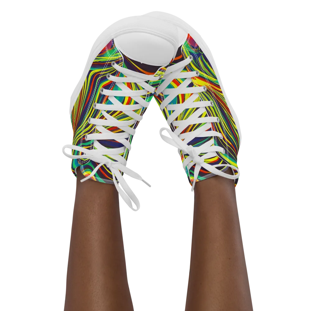 Voltage Veil on Women's High Top Canvas Shoes — Front