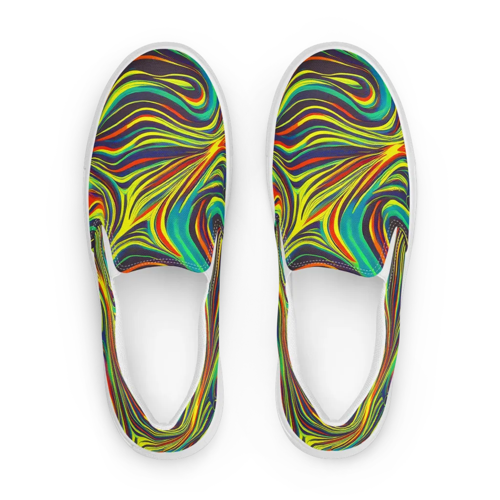 Voltage Veil on Men's Slip-On Canvas Shoes — Front