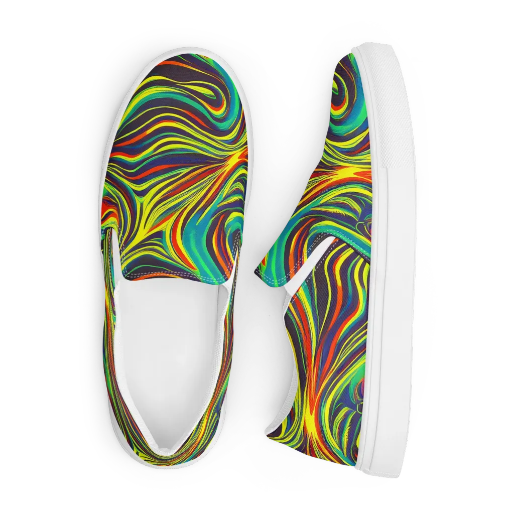 Voltage Veil on Men's Slip-On Canvas Shoes — Front