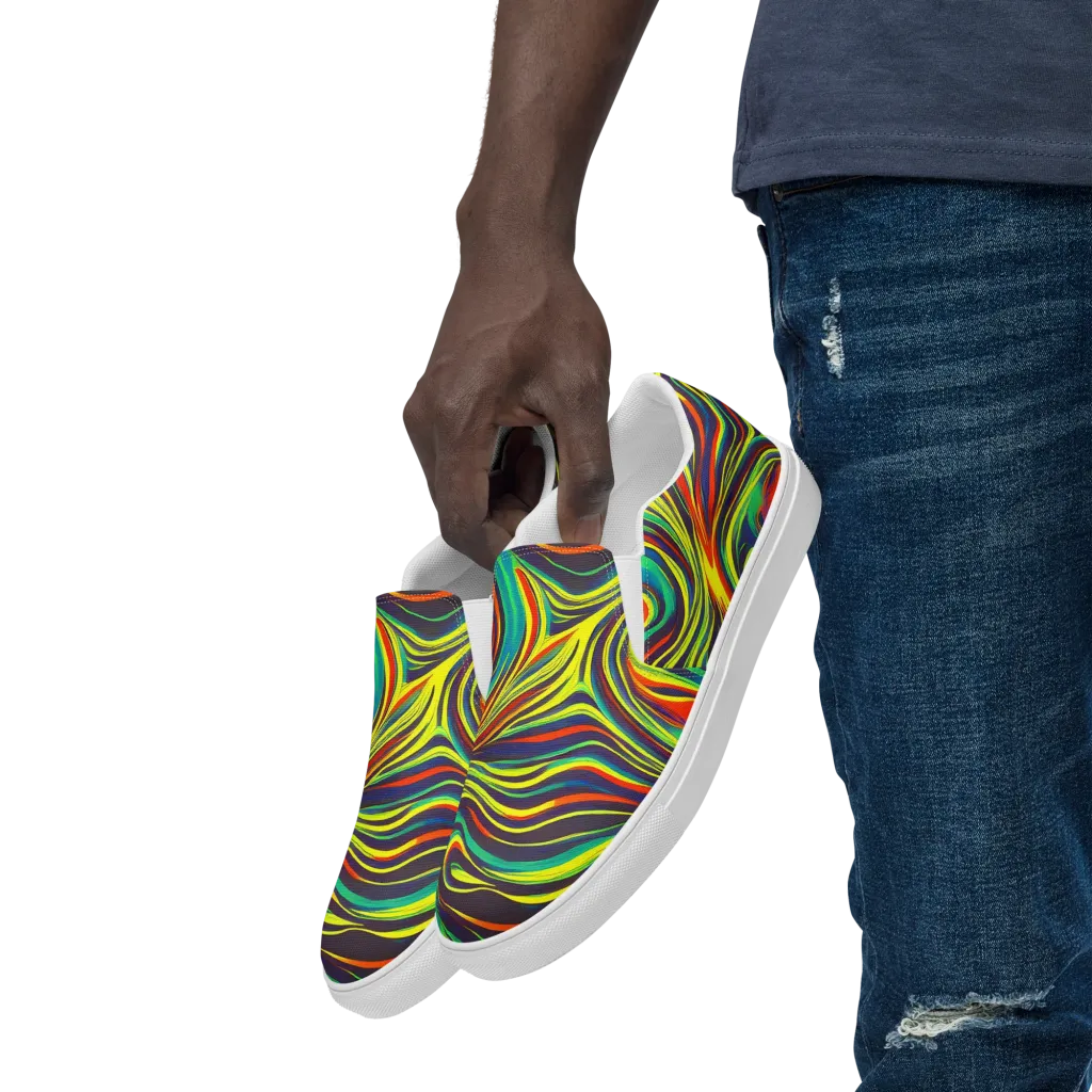 Voltage Veil on Men's Slip-On Canvas Shoes — Left Front