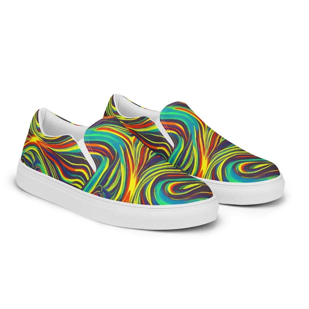 Voltage Veil on Women's Slip-On Canvas Shoes — Right Front
