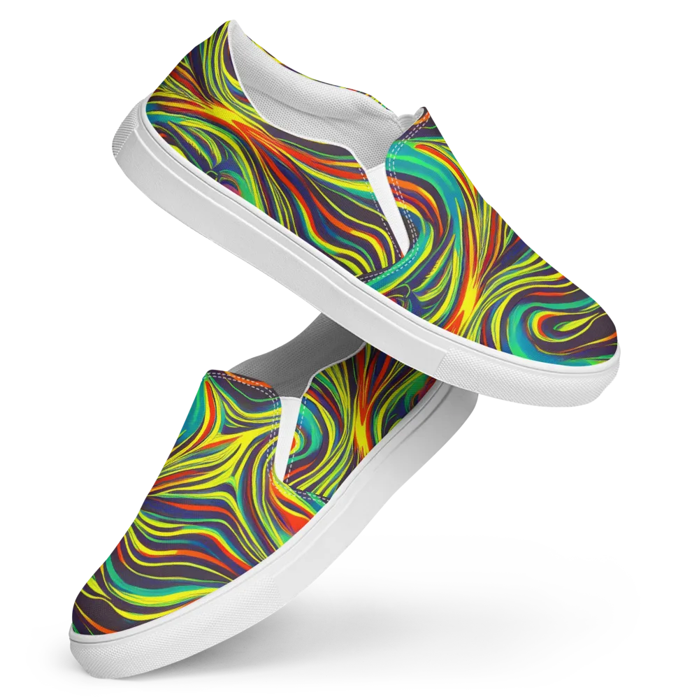 Voltage Veil on Women's Slip-On Canvas Shoes — Front