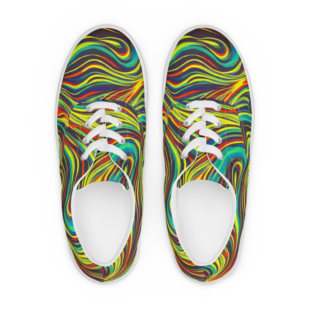 Voltage Veil on Men's Lace-Up Canvas Shoes — Front